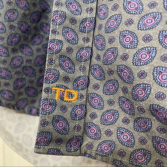 Thomas Dean Button Down Shirt Long sleeve Retro 70’s Funky Pattern size XL - Picture 9 of 12
